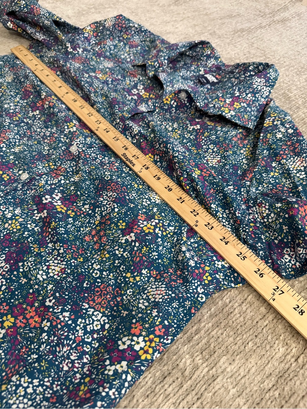 Lands’ End No Iron Supima Cotton Floral Button Front Shirt Plus 22W - Picture 6 of 7